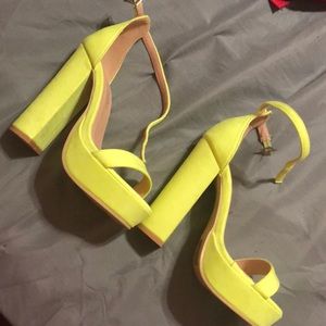 Neon platform sandal heels